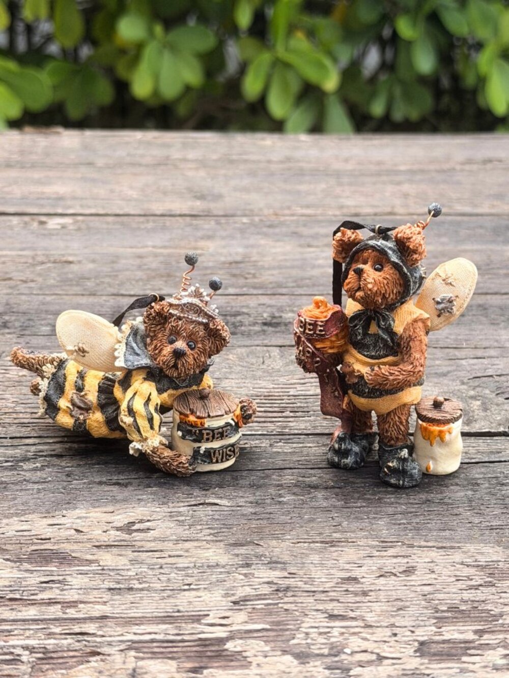 Lot of 2 Vintage Boyds Bears Ornaments Spring Bumble Bee Garden Tree Limited Ed.
